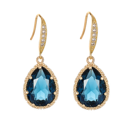London Blue Crystal & Cubic Zirconia Goldtone Teardrop Hook Earrings - Street Region