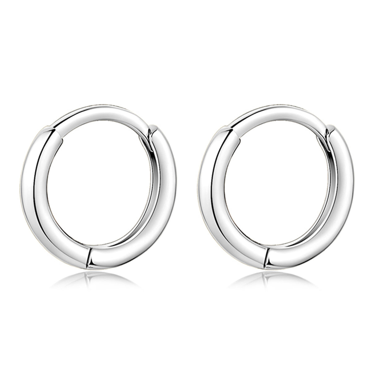 Silver-Plated Ring Huggie Earrings, silver huggie earrings, elegant gift for her, front view