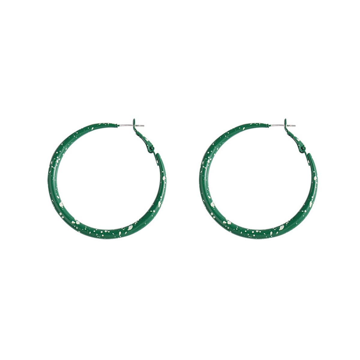 Green Enamel & Silver-Plated Hoop Earrings