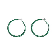 Green Enamel & Silver-Plated Hoop Earrings