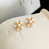 White Pearl & Cubic Zirconia 18k Gold-Plated Round Stud Earrings