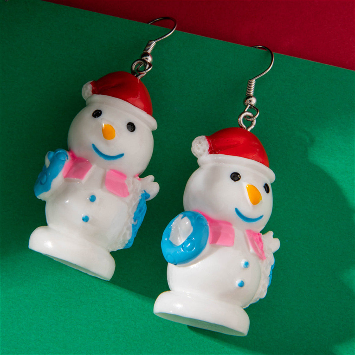 Red & Blue Snowman Drop Earrings