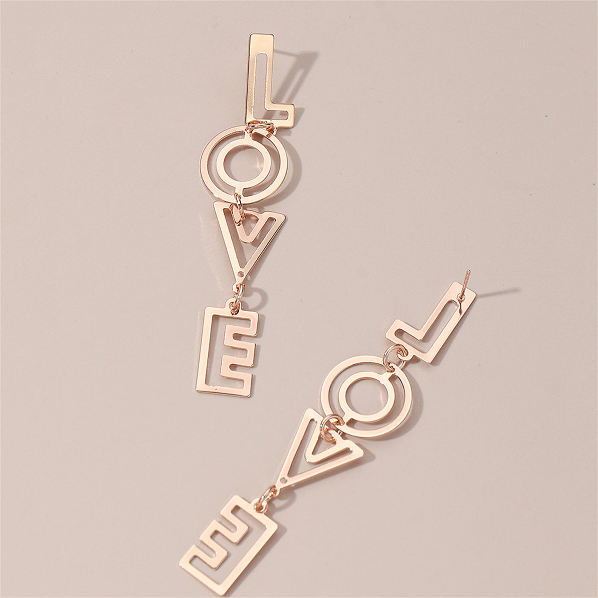 18K Rose Gold-Plated 'Love' Openwork Drop Earrings