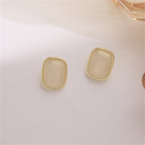 Pink Resin & 18k Gold-Plated Rectangle Cushion Stud Earrings