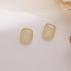 Pink Resin & 18K Gold-Plated Rectangle Cushion Stud Earrings