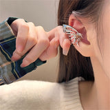 Crystal & Silver-Plated Butterfly Wing Ear Cuffs