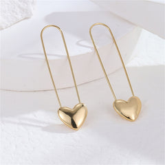 18K Gold-Plated Heart Pin Earrings