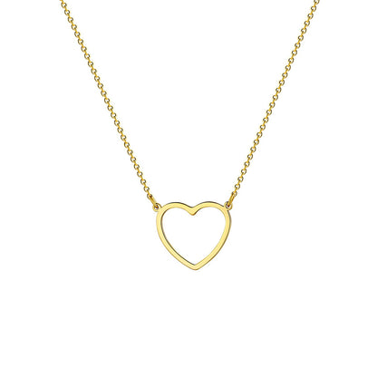 18K Gold-Plated Open Heart Pendant Necklace, gold pendant necklace for women, dainty minimalist design, front view