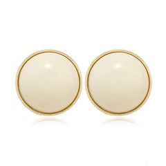 White Resin & 18K Gold-Plated Round Stud Earrings