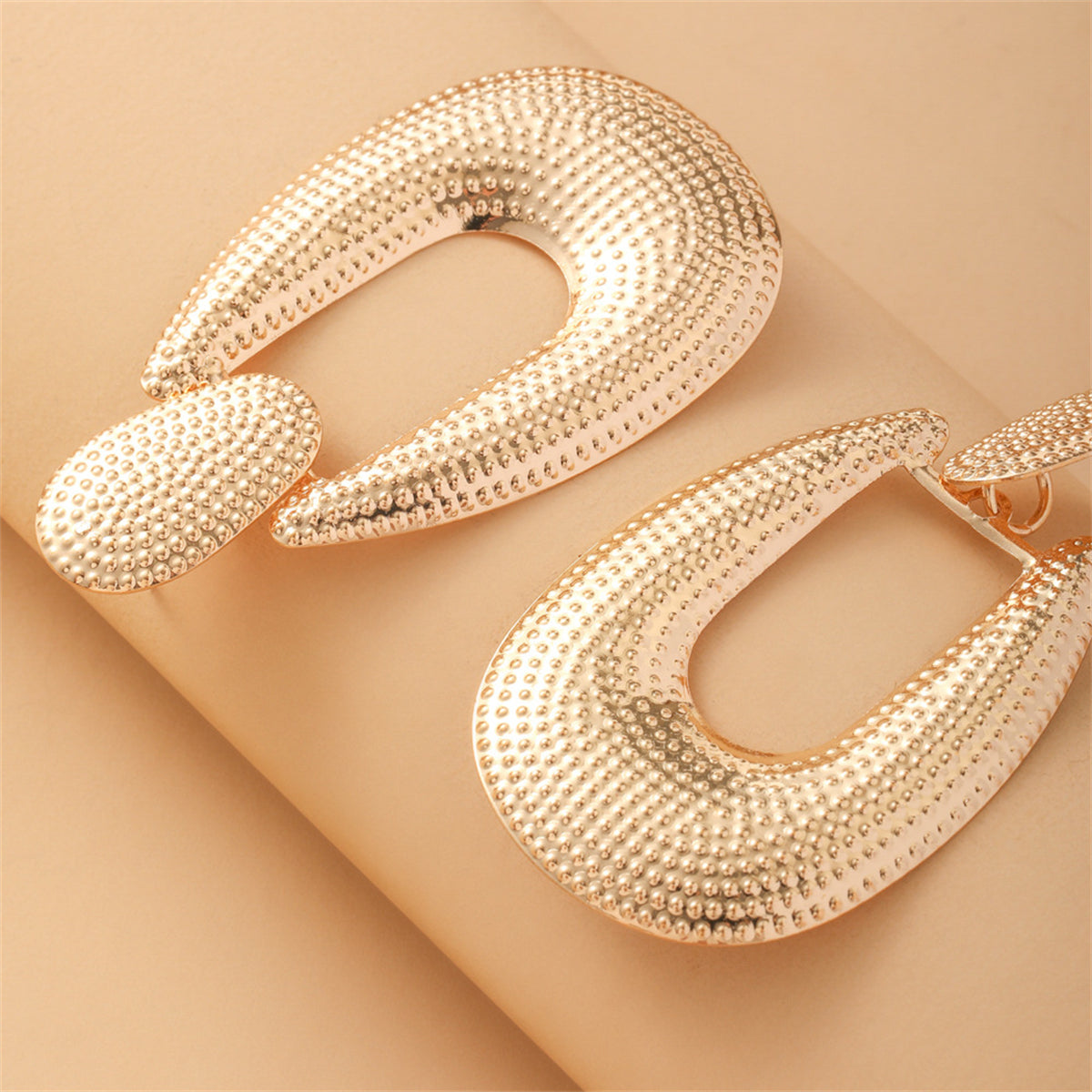 18K Gold-Plated Open Oval Drop Earrings, gold drop earrings for women, everyday style, detail close-up
