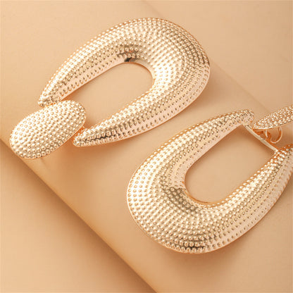 18K Gold-Plated Open Oval Drop Earrings, gold drop earrings for women, everyday style, detail close-up