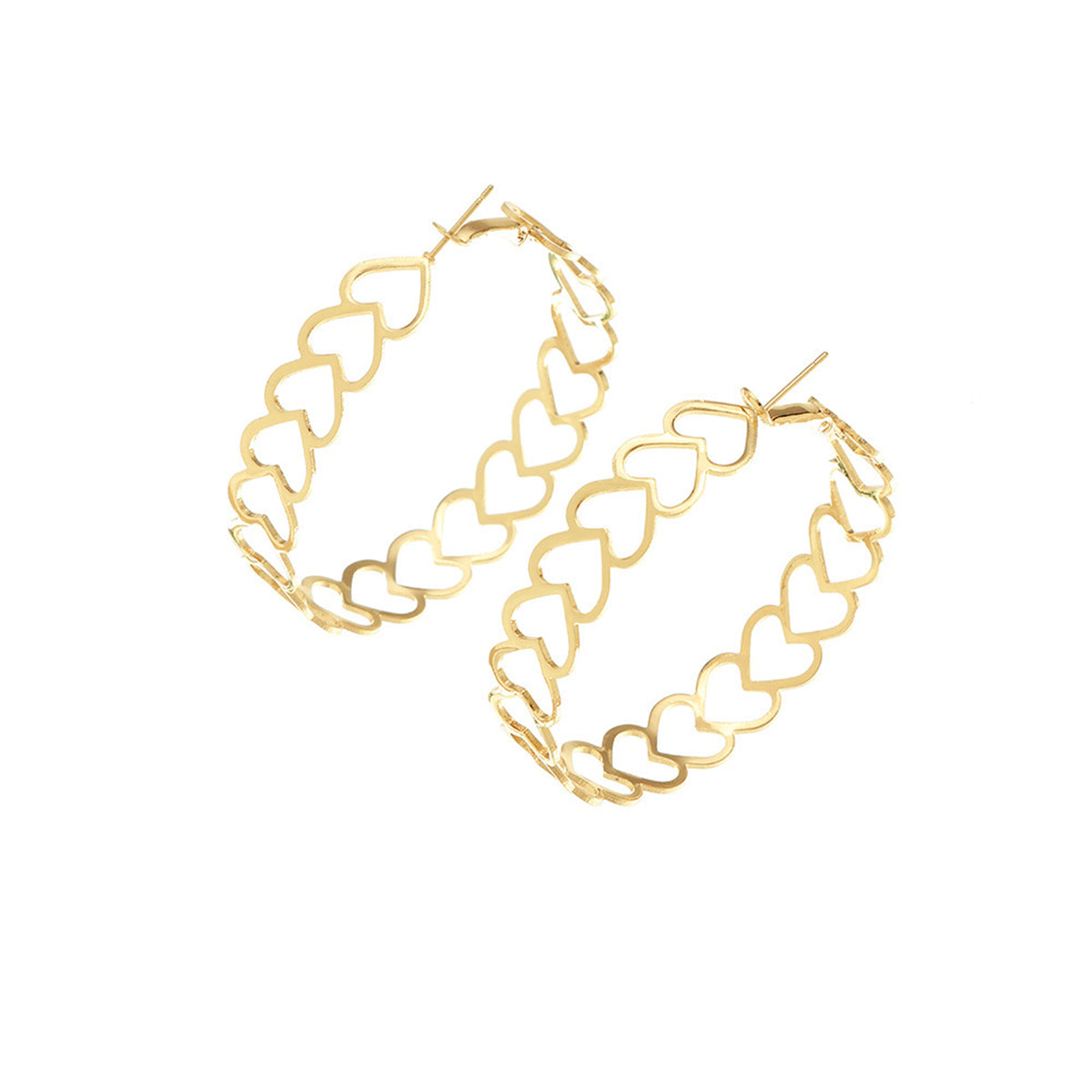 18K Gold-Plated Openwork Heart Hoop Earrings, elegant gift for her, lifestyle look