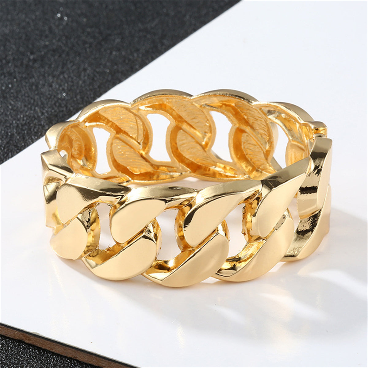18K Gold-Plated Curb-Chain Bangle, gold bangle bracelet, dainty minimalist design, lifestyle look