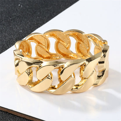 18K Gold-Plated Curb-Chain Bangle, gold bangle bracelet, dainty minimalist design, lifestyle look