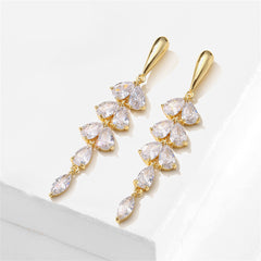 Crystal & 18K Gold-Plated Leaves Drop Earrings