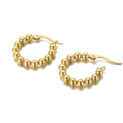 Dazzling 18K gold-plated bead hoop earrings, showcasing a classic design that enhances your style effortlessly.