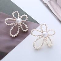 Pearl & 18k Gold-Plated Openwork Flower Stud Earrings