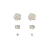 Pearl & Crystal Rose Stud Earrings Set