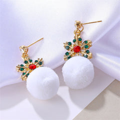 Cubic Zirconia & Enamel 18K Gold-Plated Snowflake Ball Drop Earrings