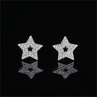 Cubic Zirconia & Silver-Plated Star Stud Earrings
