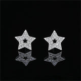 Cubic Zirconia & Silver-Plated Star Stud Earrings