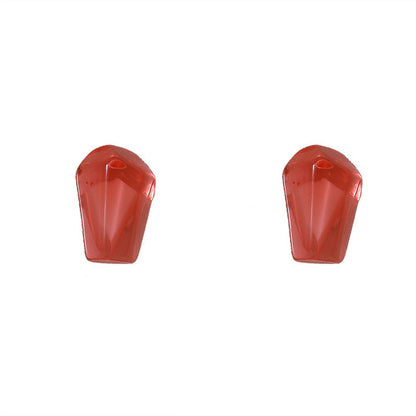 Red Resin and Silver-Plated Pomegranate Seed Stud Earrings, silver stud earrings for women, everyday style, front view