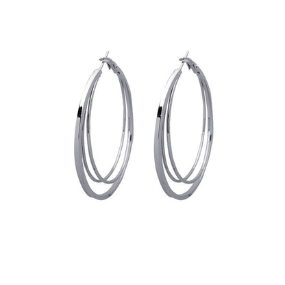 Silver-Plated Layered Hoop Earrings, elegant gift for her, front view