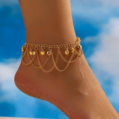 Elegant gold-plated chain anklet featuring a stylish chain link design, perfect for adding a touch of luxury to any outfit.