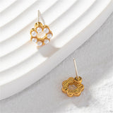 White Pearl & 18k Gold-Plated Flower Stud Earrings