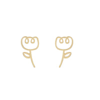 18k Gold-Plated Openwork Flower Stud Earrings