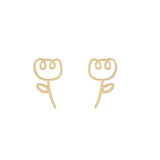 18k Gold-Plated Openwork Flower Stud Earrings