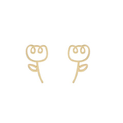 18K Gold-Plated Openwork Flower Stud Earrings