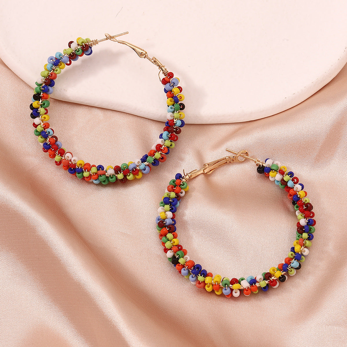 Vibrant Howlite and 18K Gold-Plated Beaded Hoop Earrings, everyday style, detail close-up