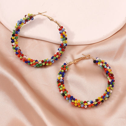 Vibrant Howlite and 18K Gold-Plated Beaded Hoop Earrings, everyday style, detail close-up