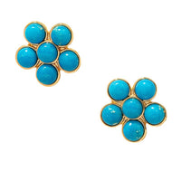Turquoise & 18k Gold-Plated Flower Stud Earrings