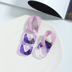 Pink & Blue Mismatch Chain Drop Earrings