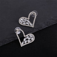 Crystal & Cubic Zirconia Open Heart Stud Earrings