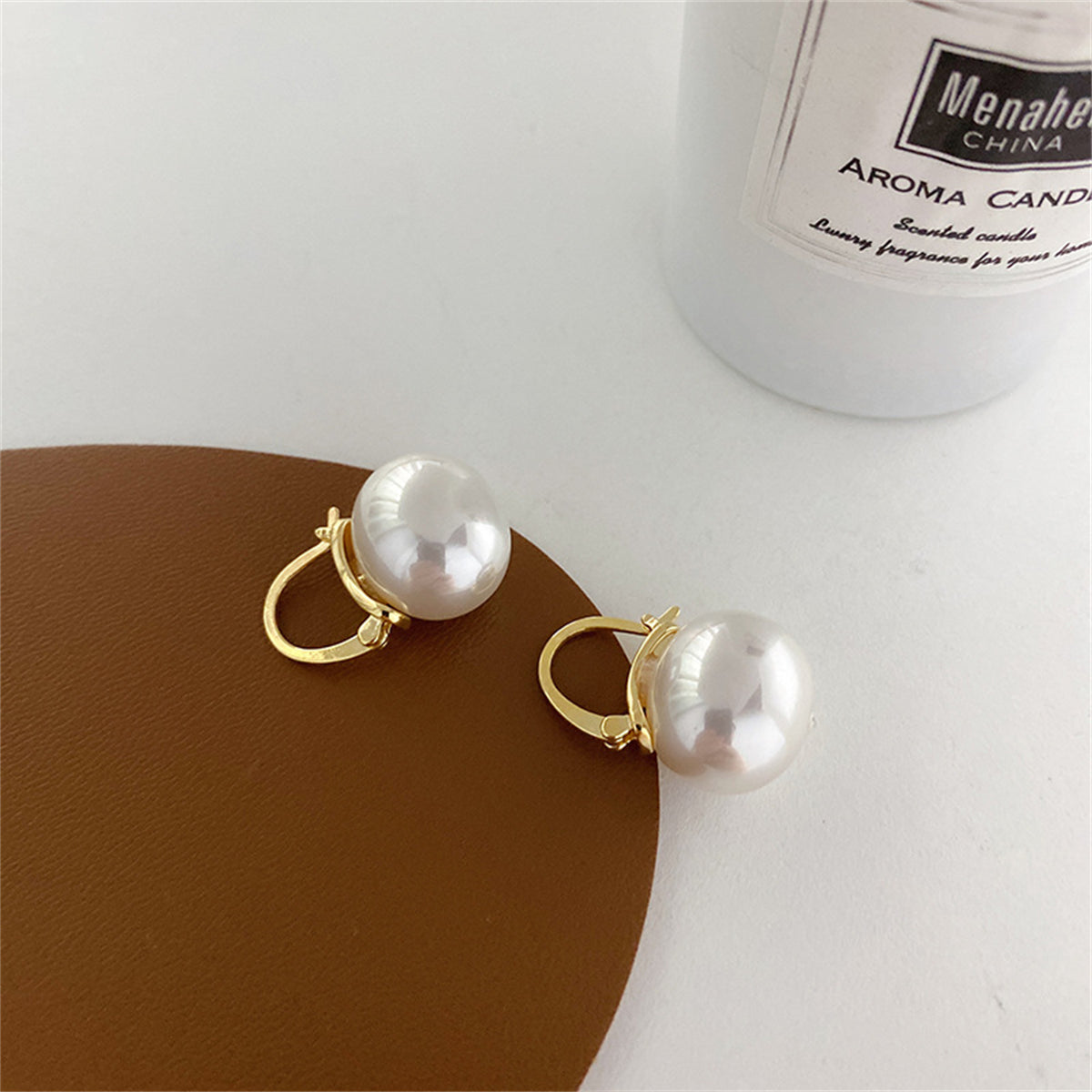 Pearl & 18K Gold-Plated Huggie Earrings