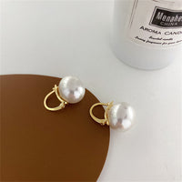 Pearl & 18k Gold-Plated Huggie Earrings