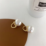 Pearl & 18k Gold-Plated Huggie Earrings
