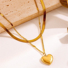Beautifully crafted 18K gold-plated layered heart necklace with 'Love You' charm, a perfect gift for someone special.