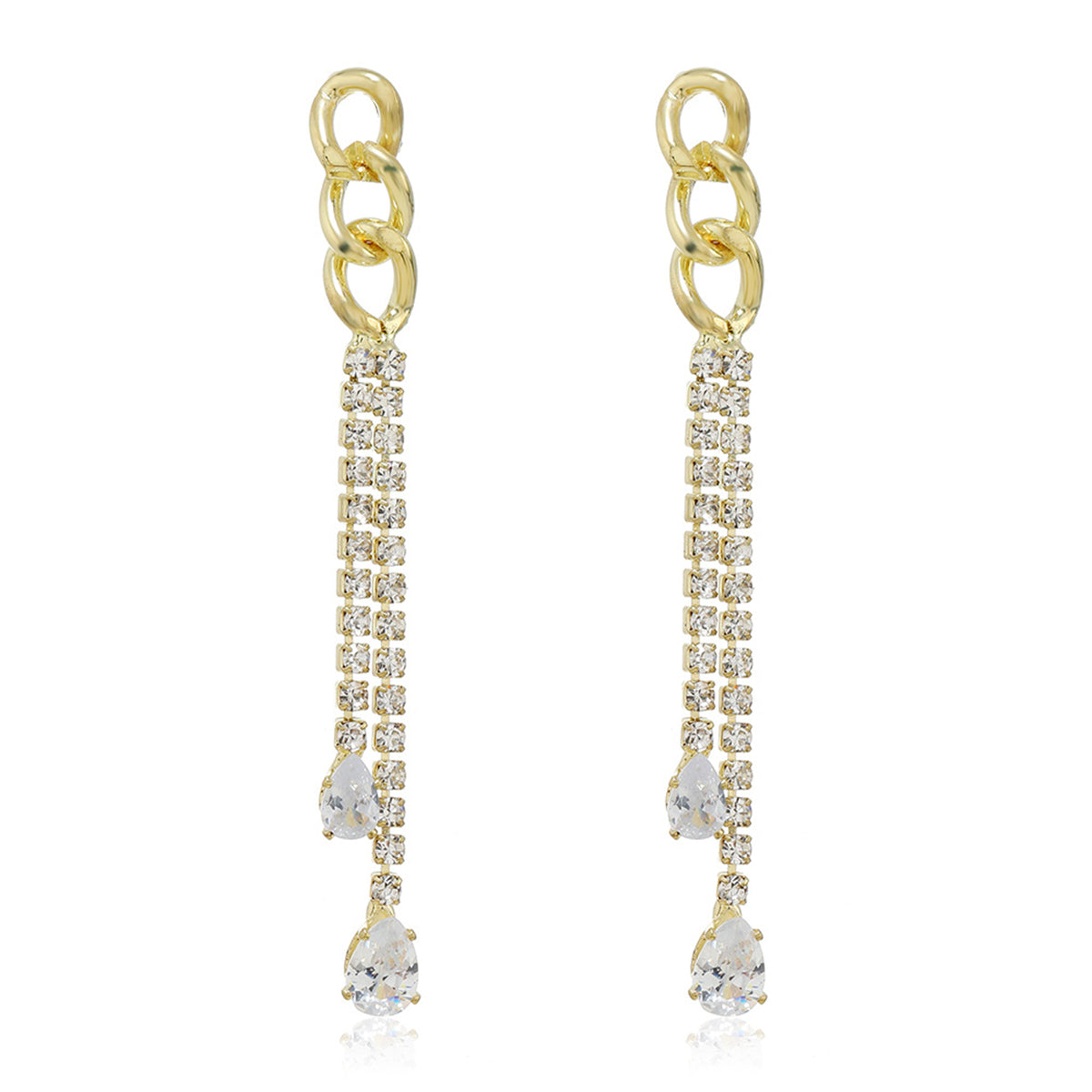 Cubic Zirconia & Crystal 18K Gold-Plated Chain Tassel Drop Earrings