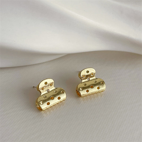 18k Gold-Plated File Clip Stud Earrings