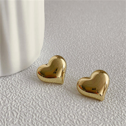 18K Gold-Plated Heart Stud Earrings, gold stud earrings for women, vintage-inspired design, lifestyle look