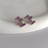 Purple Crystal & 18k Gold-Plated Geometric Stud Earrings