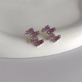 Purple Crystal & 18k Gold-Plated Geometric Stud Earrings