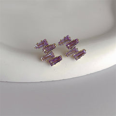 Purple Crystal & 18K Gold-Plated Geometric Stud Earrings