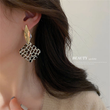 Black Acrylic and 18K Gold-Plated Geometric Rhombus Drop Earrings, gold drop earrings for women, styled look