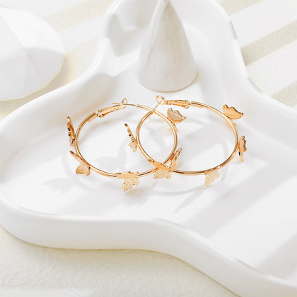 18K Gold-Plated Butterfly Hoop Earrings, everyday style, lifestyle look
