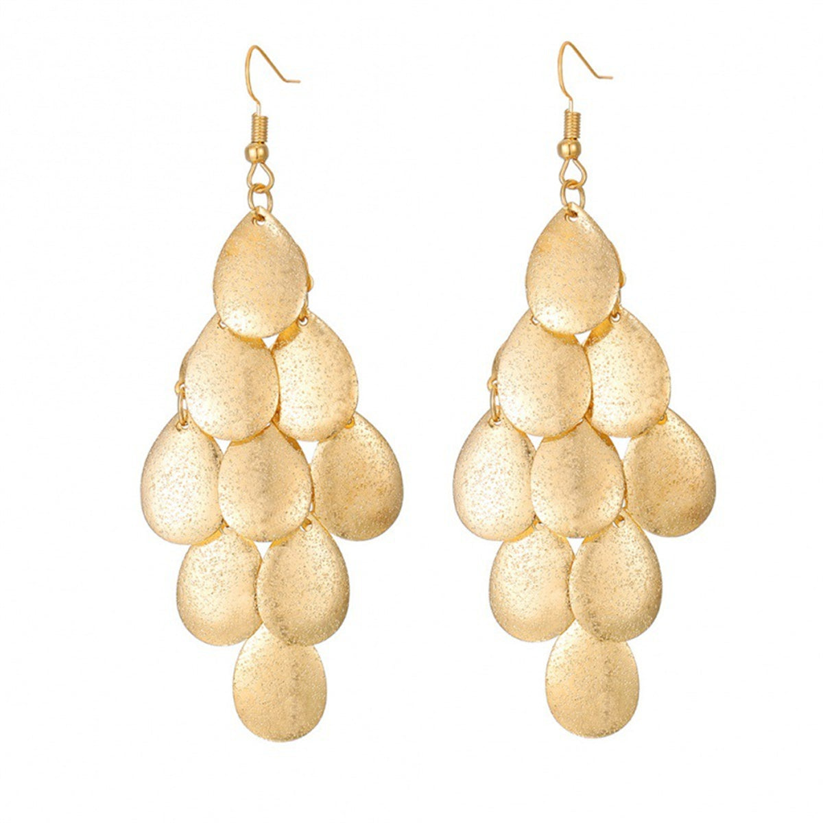 18K Gold-Plated Petal Cluster Drop Earrings, gold drop earrings for women, botanical inspired, lifestyle look
